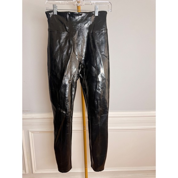 SPANX Pants - SPANX Patent Faux Leather Leggings Womens Small‎ Black Shiny High Rise 20204R